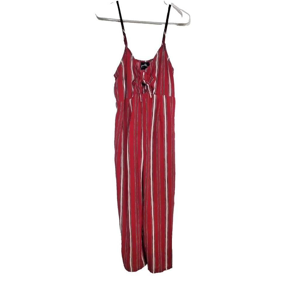 Angie Red, White, Black Tie Front Jumpsuit Size Med